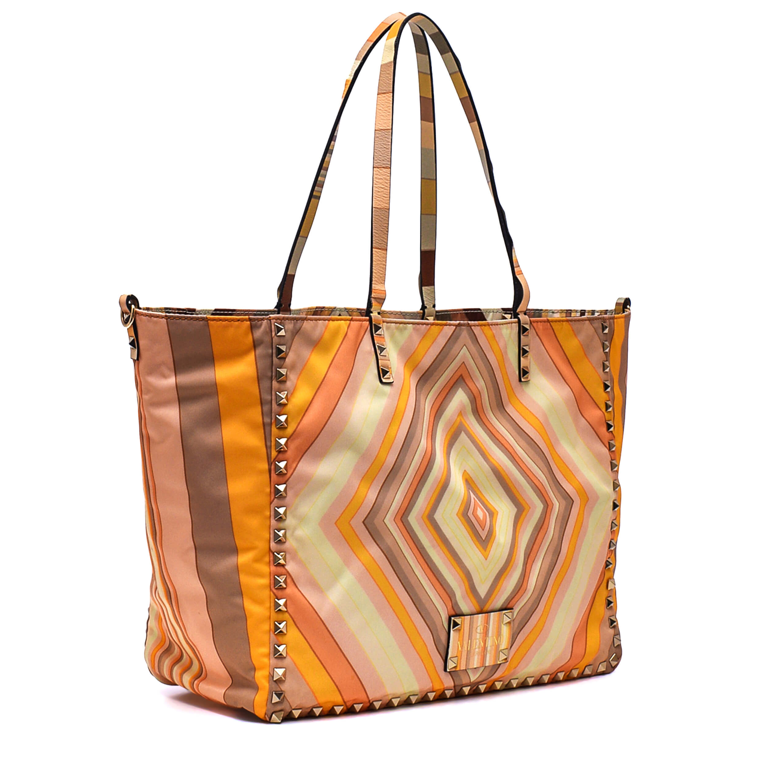 Valentino - Multicolor Vitello Native Couture 1975 Rockstud Trapeze Bag